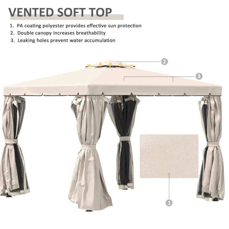 10' x 10' Outdoor Patio Gazebo  - Cream White