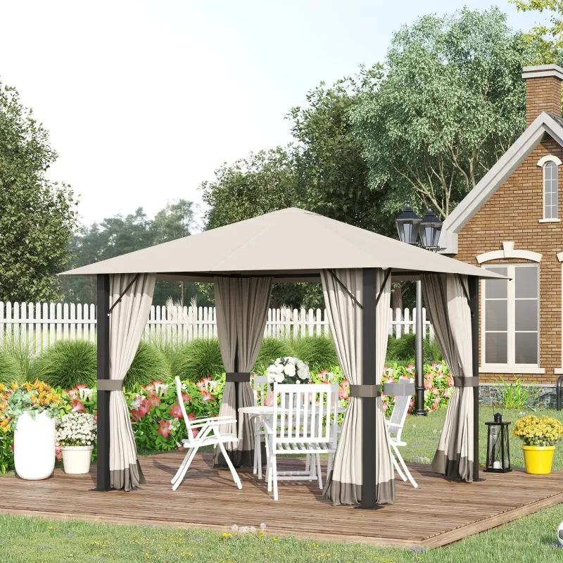 10' x 10' Outdoor Patio Gazebo - Khaki