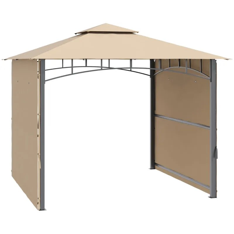 10' x 10' Outdoor Patio Gazebo with Double Vented Roof - Beige