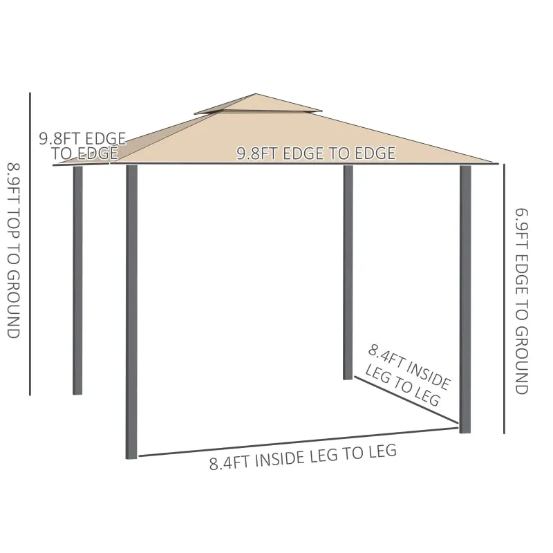 10' x 10' Outdoor Patio Gazebo with Double Vented Roof - Beige