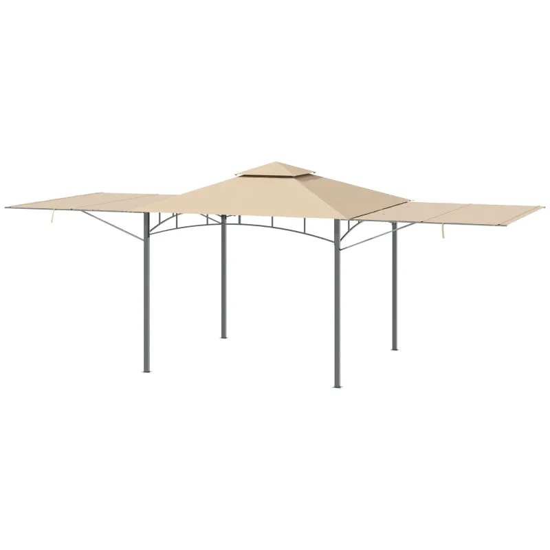 10' x 10' Outdoor Patio Gazebo with Double Vented Roof - Beige