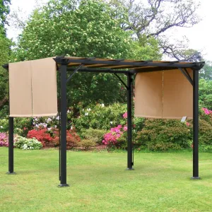 10' x 10' Outdoor Retractable Canopy Pergola - Light Brown