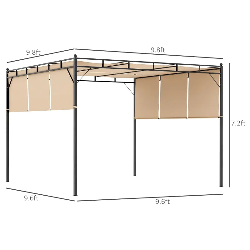 10' x 10' Retractable Patio Gazebo - Beige