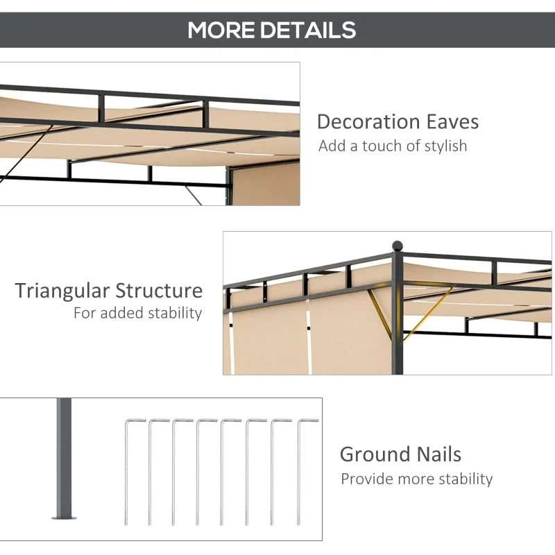 10' x 10' Retractable Patio Gazebo - Beige