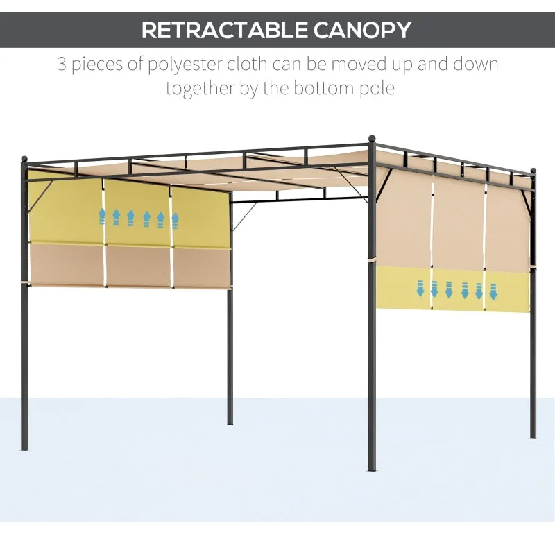 10' x 10' Retractable Patio Gazebo - Beige