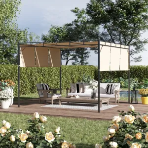 10' x 10' Retractable Patio Gazebo - Beige