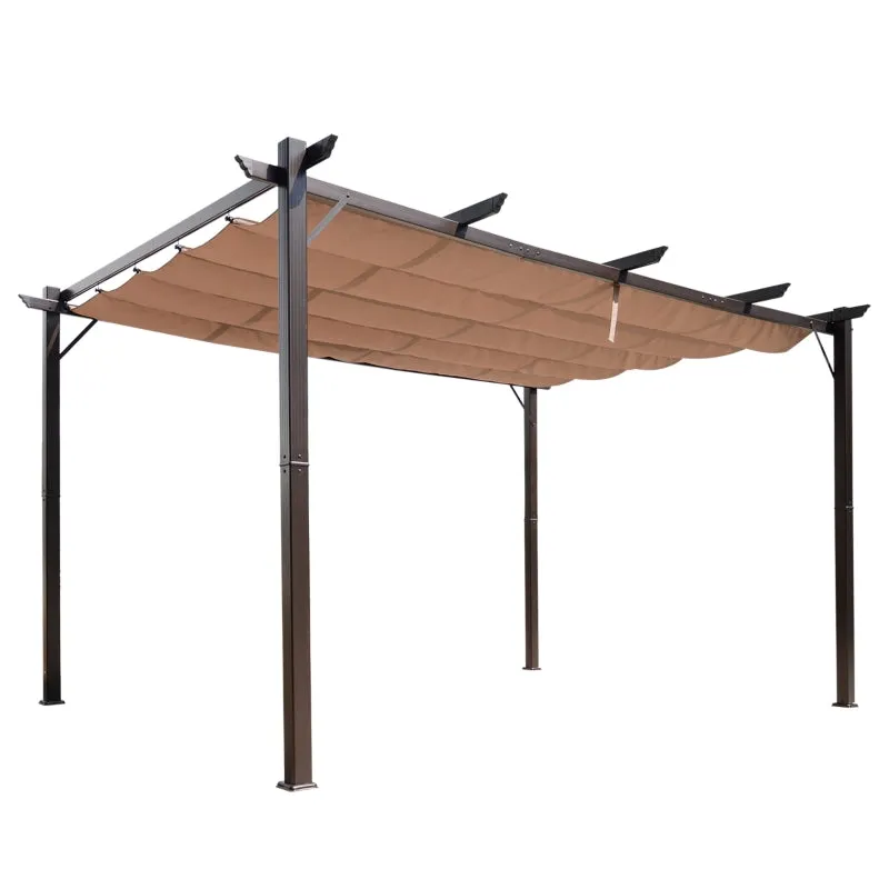 10' x 13' Aluminium Outdoor Pergola Gazebo - Brown