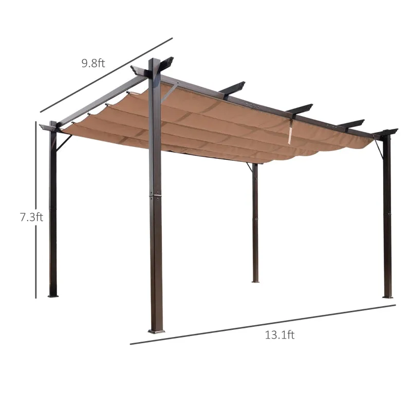 10' x 13' Aluminium Outdoor Pergola Gazebo - Brown