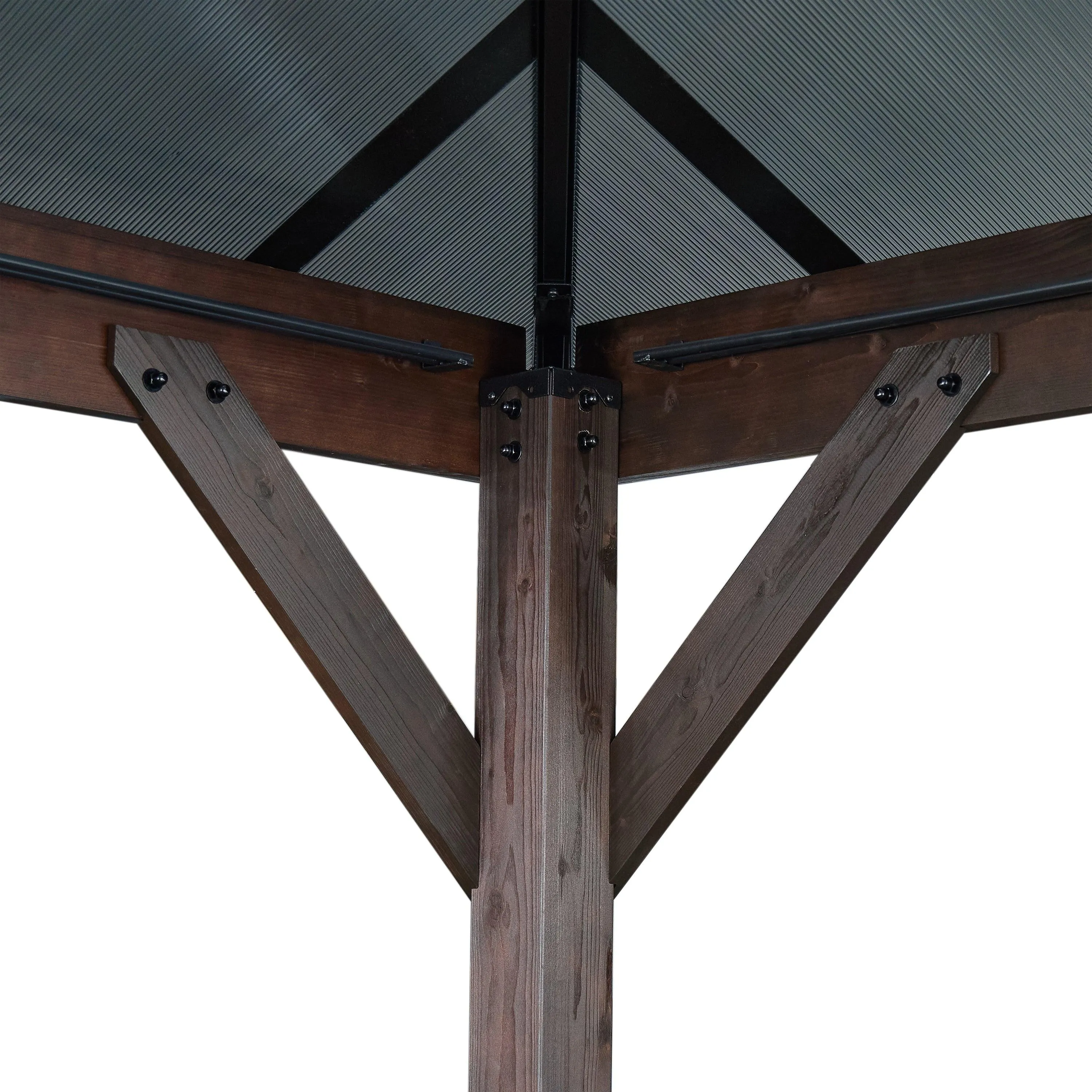 10' x 13' Hardtop Wood Gazebo for Patios, Polycarbonate Double Roof Canopy, Solid Wooden Framed Gazebo