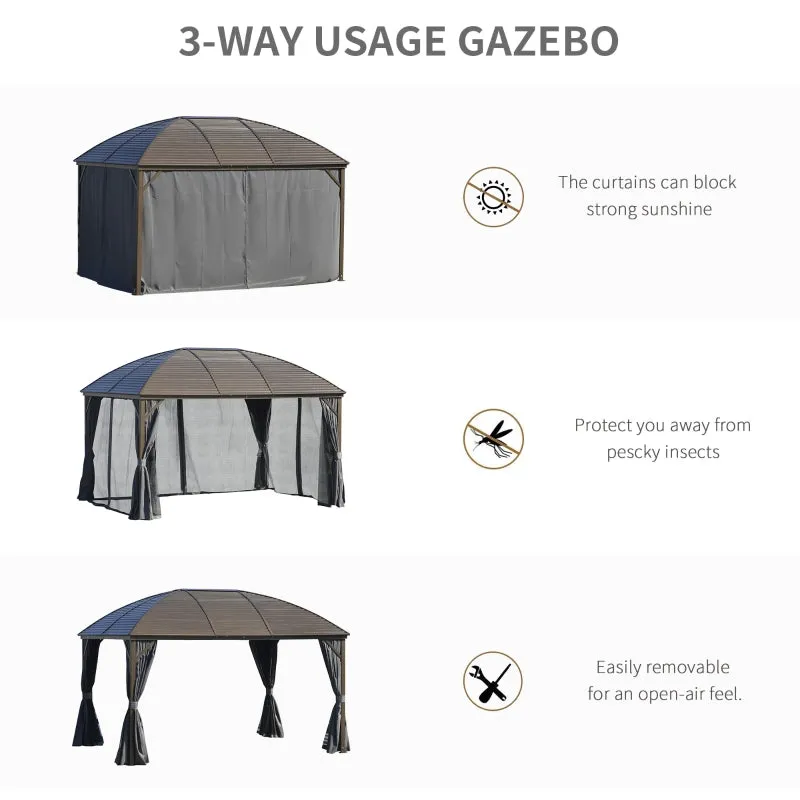 10' x 13' Outdoor Aluminum Frame Hardtop Gazebo - Gray