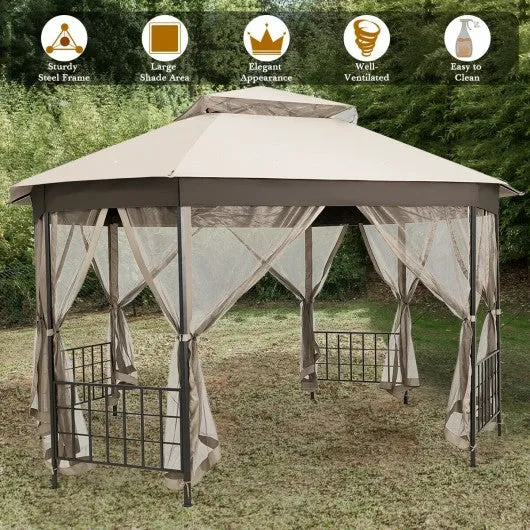 10’x 12’ Octagonal Patio Gazebo-Beige