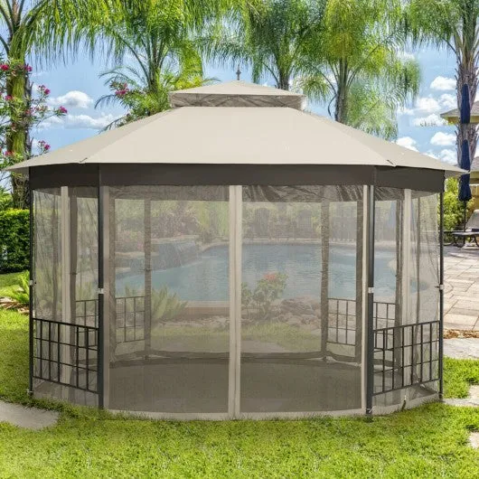 10’x 12’ Octagonal Patio Gazebo-Beige