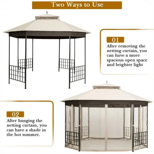 10’x 12’ Octagonal Patio Gazebo-Beige