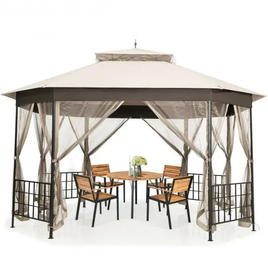 10’x 12’ Octagonal Patio Gazebo-Beige