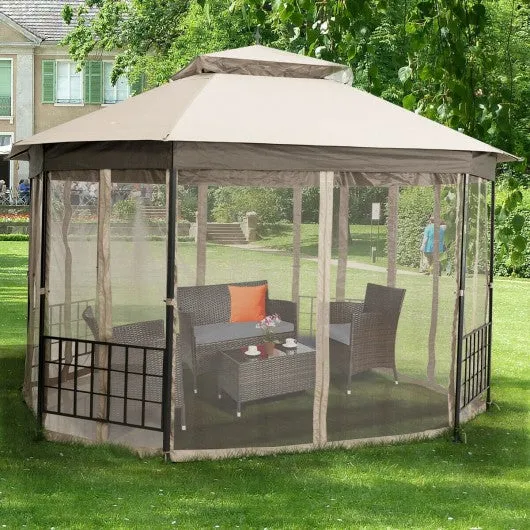 10’x 12’ Octagonal Patio Gazebo-Beige