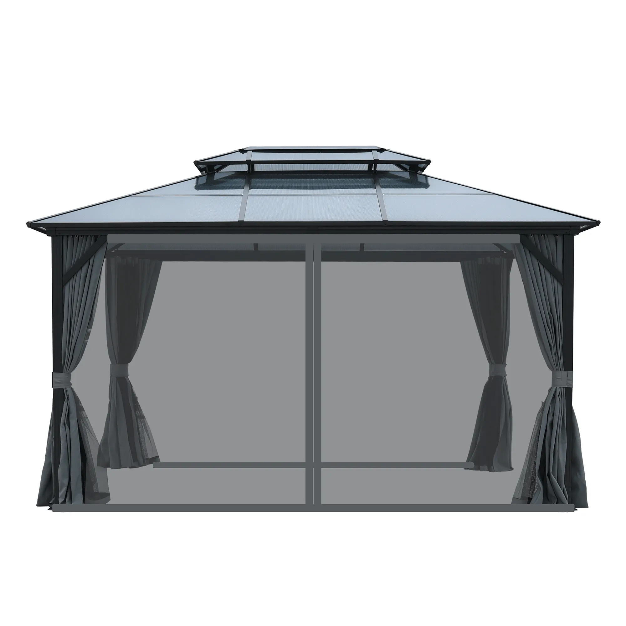 10X13ft Patio Gazebo with Netting & Curtains, Black