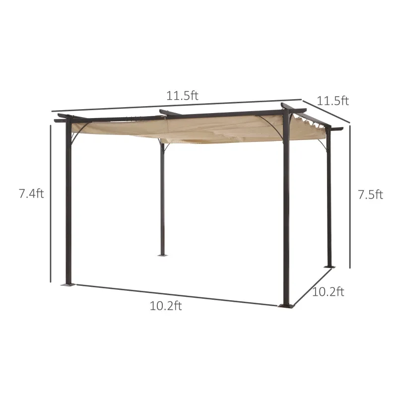 11.5’ Outdoor Pergola Retractable Gazebo - Beige