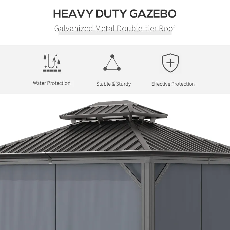 12' x 10' Outdoor Hardtop Gazebo with Netting Sidewalls - Dark Gray