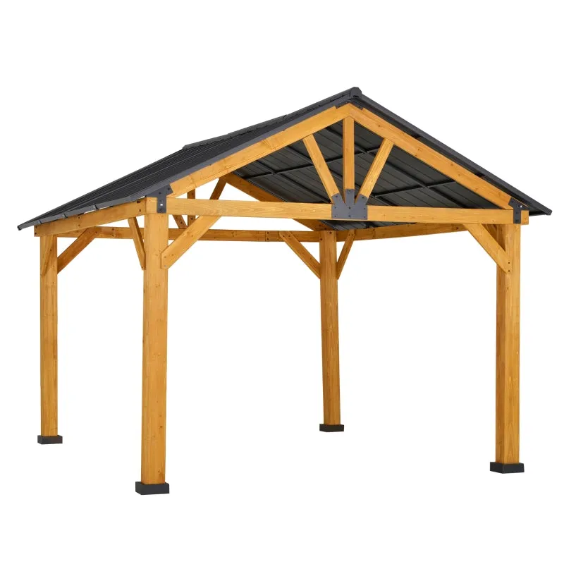 13' x 11' Outdoor Wooden Gazebo - Black & Natural