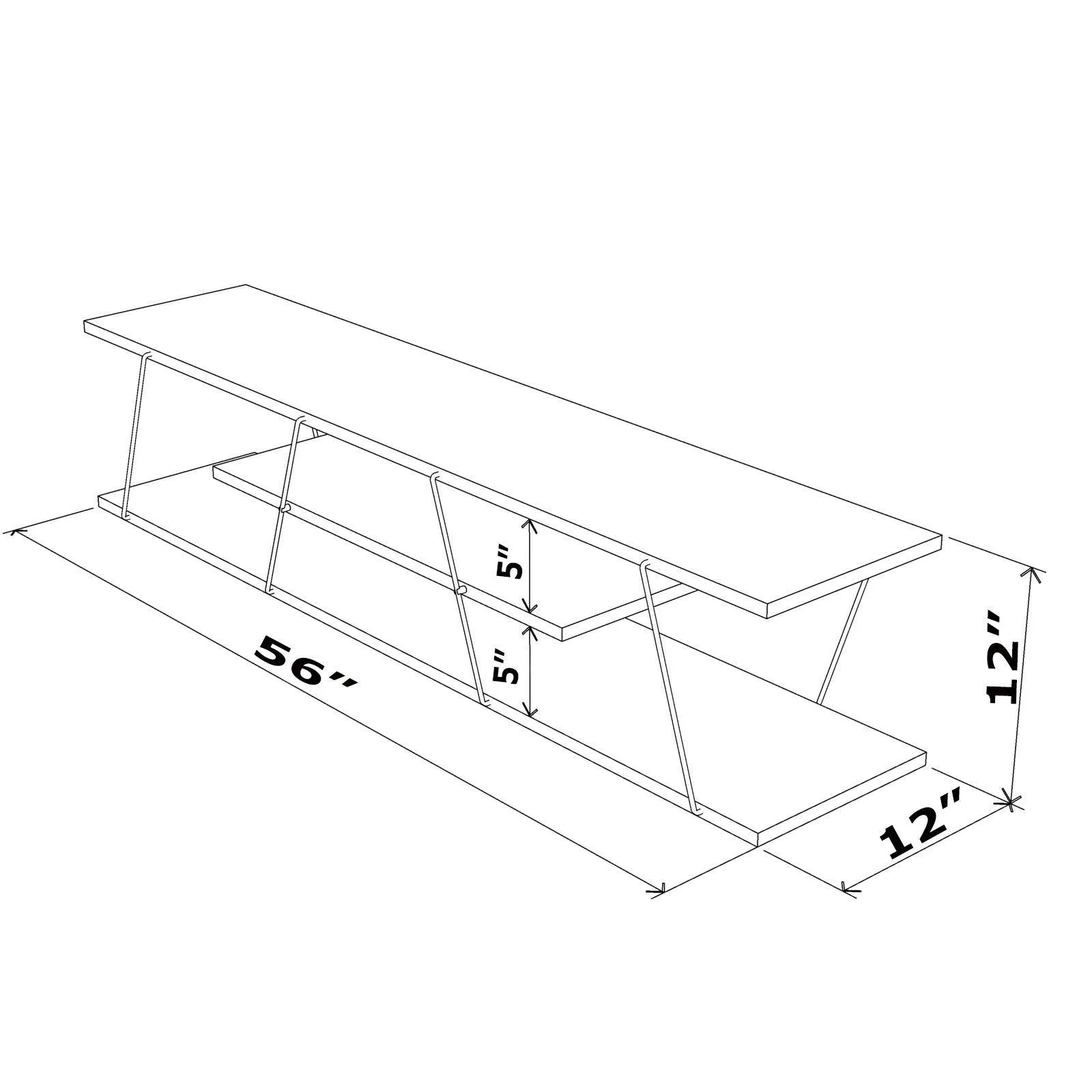 56 inch Mid Century Modern Tv Stand 4 Shelves Open Storage Metal Cords Entertainment Centre Low Tv Unit, White/Chrome