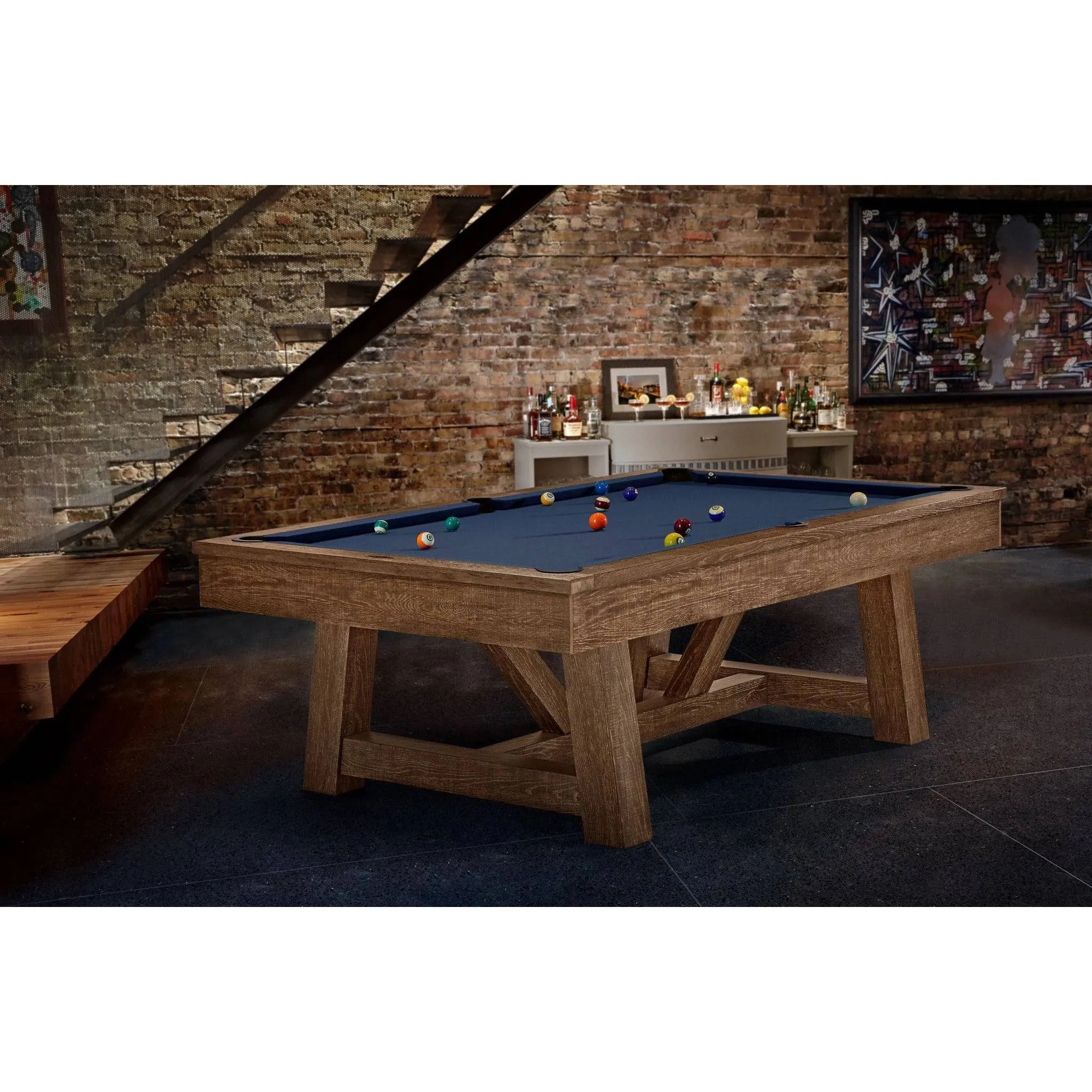 7' Brunswick Botanic Pool Table Rustic Dark Brown