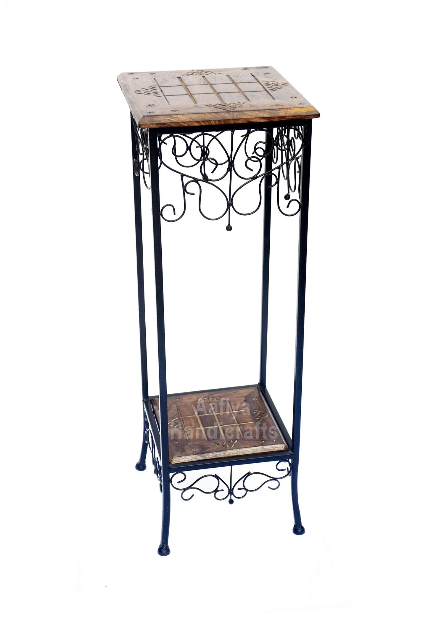 AAFIYA HANDICRAFTS Side End Table for Bedroom|Living Room Home Decor Furniture (Metal- Wood)