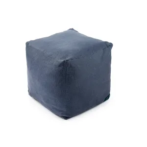 Air Force Blue Irish Linen Square Ottoman