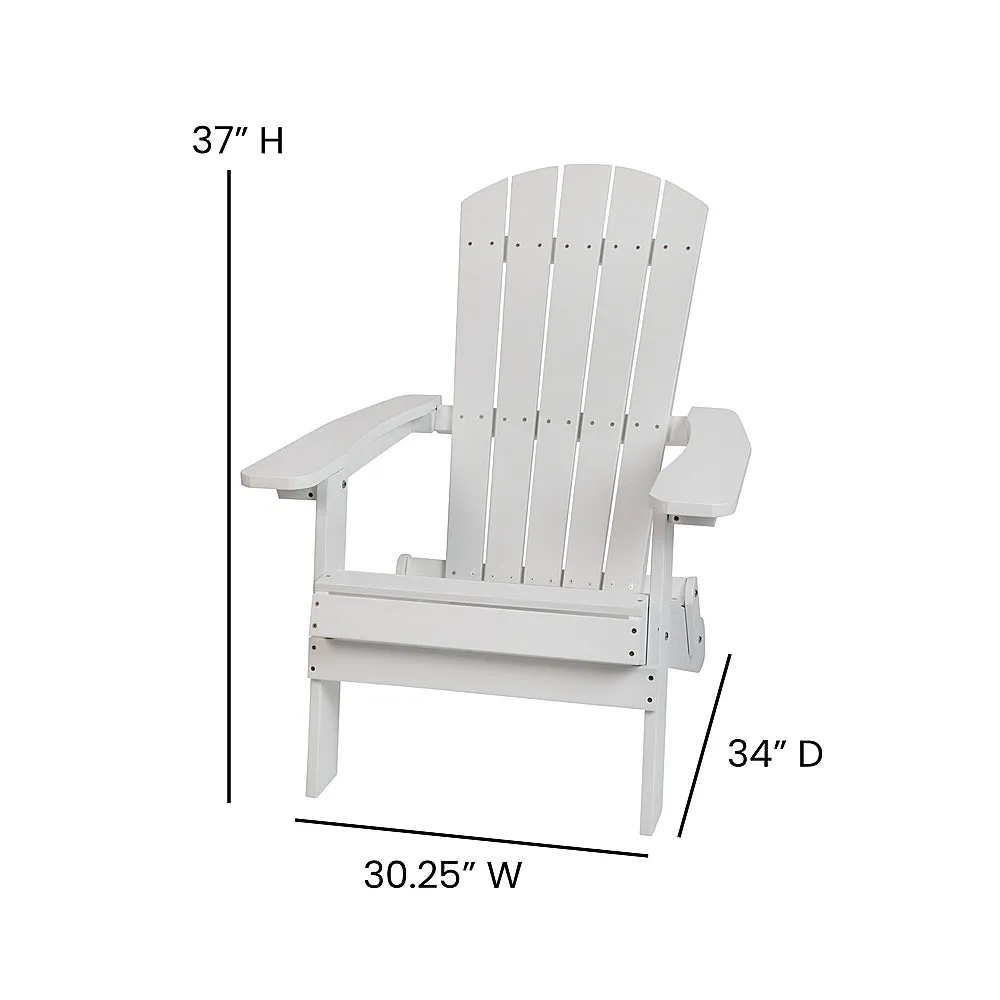 Alamont Home - Charlestown Indoor/Outdoor Folding Adirondack Chairs with Cushions - Set of 2 - White/Blue