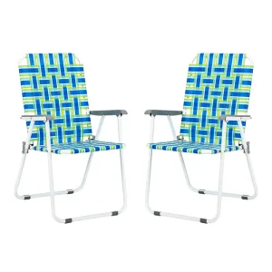 ALICIAN 2pcs Strip Beach Chair 120kg Folding Beach Seat Chair Blue