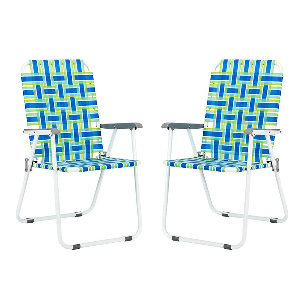 ALICIAN 2pcs Strip Beach Chair 120kg Folding Beach Seat Chair Blue