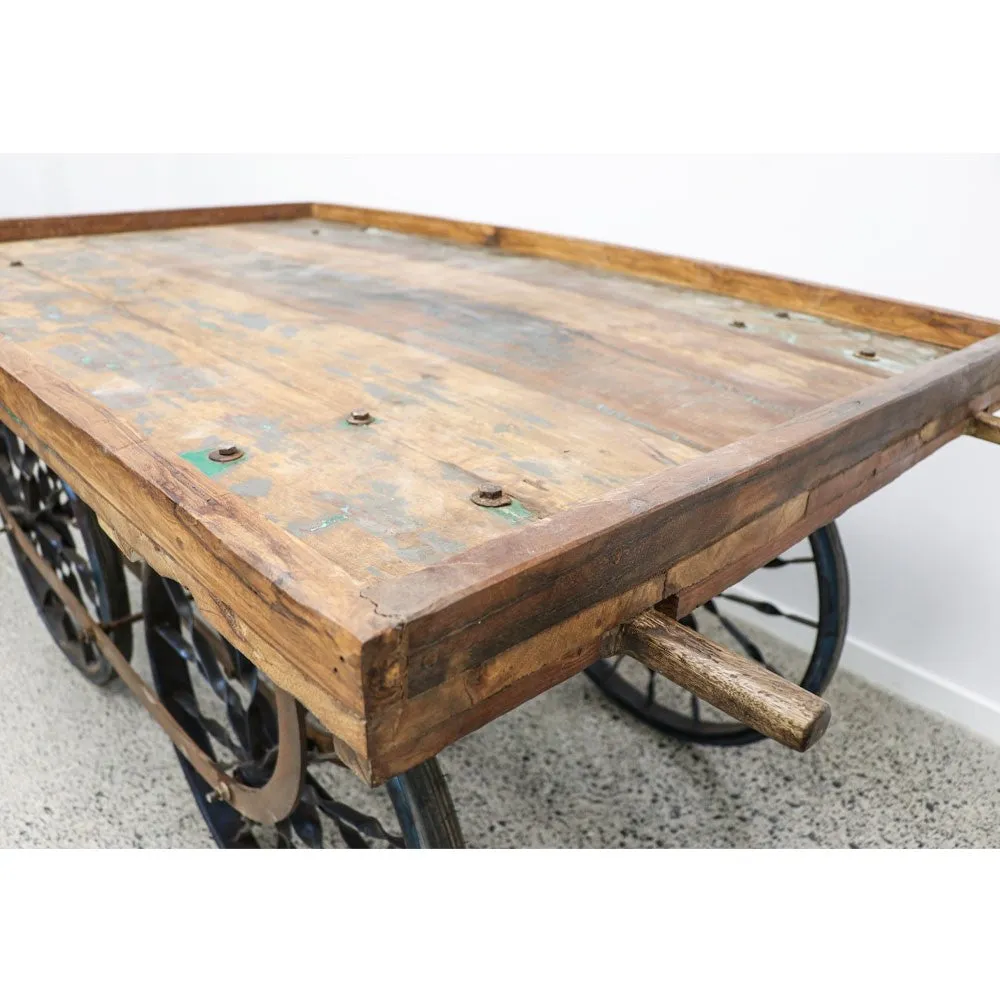 Antique Original Wooden Cart Console Table / Plant Display / Wedding Display / Kitchen Island