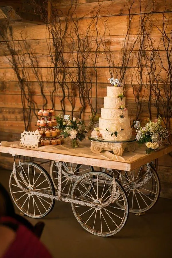 Antique Original Wooden Cart Console Table / Plant Display / Wedding Display / Kitchen Island