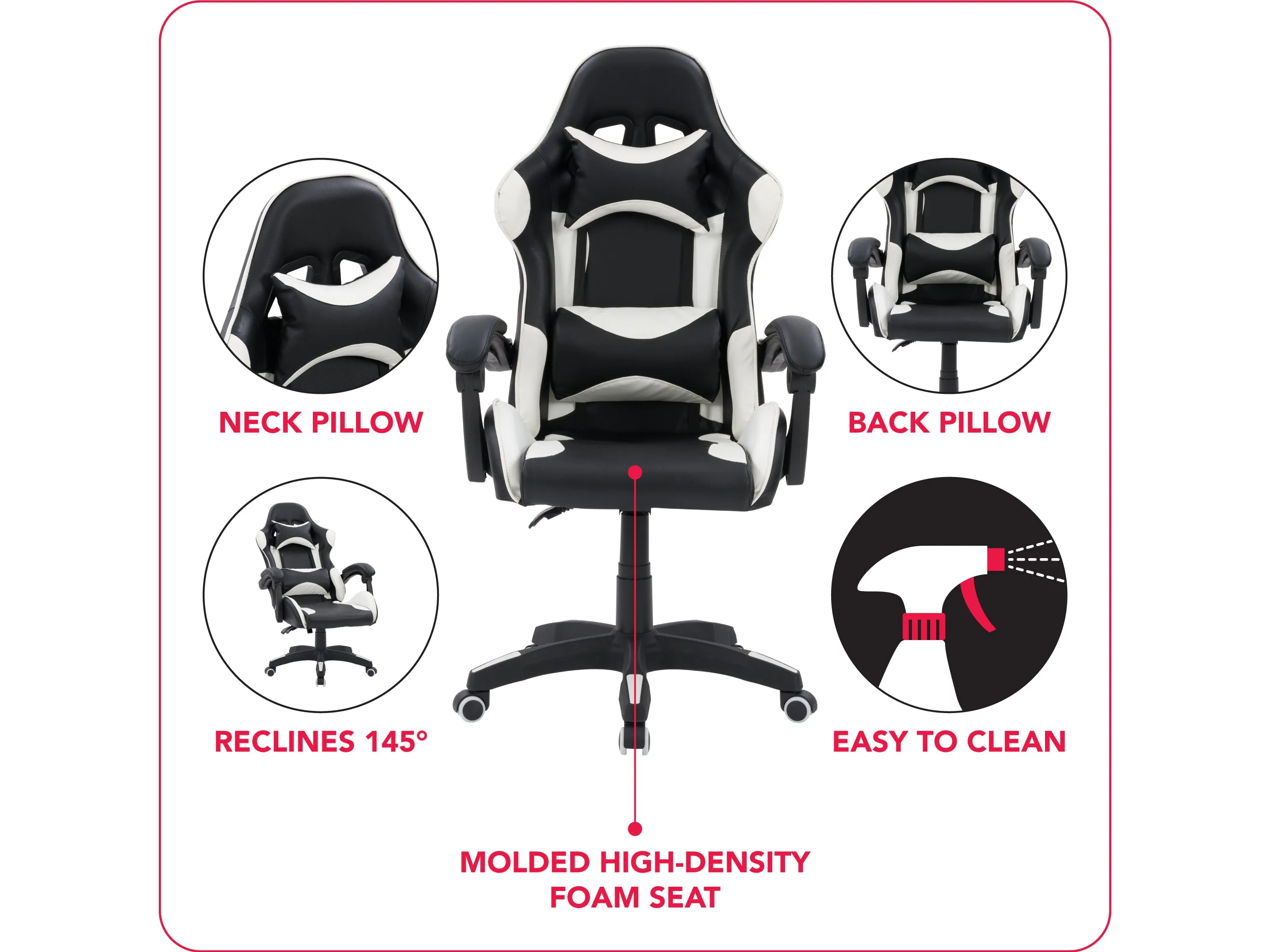 Black and White Gaming Office Chair