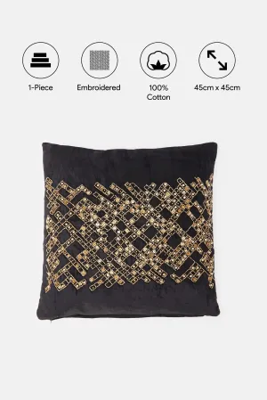 Black Geometric Beadwork Cushion