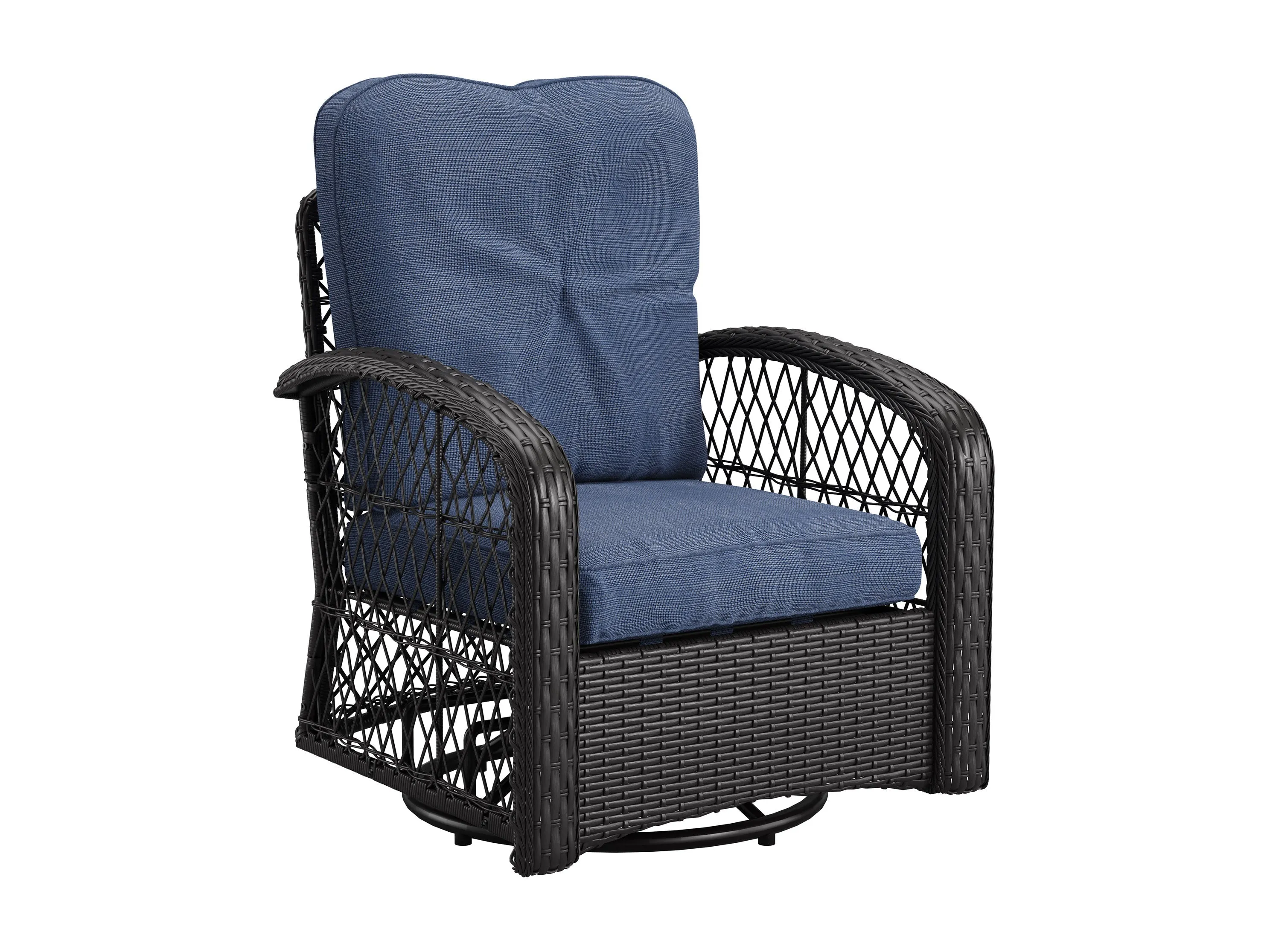 Blue Swivel Patio Chairs Set, 3pc