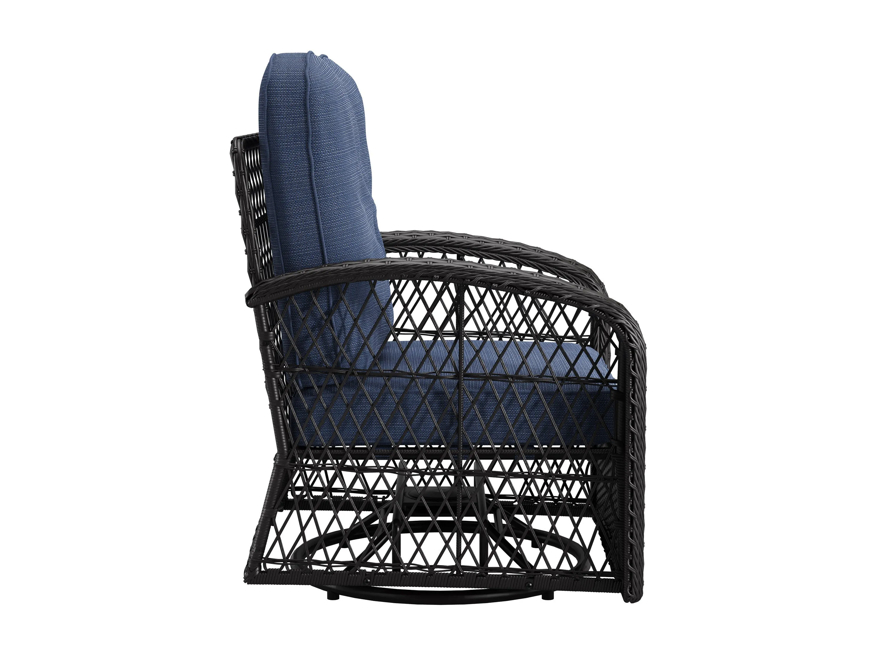 Blue Swivel Patio Chairs Set, 3pc