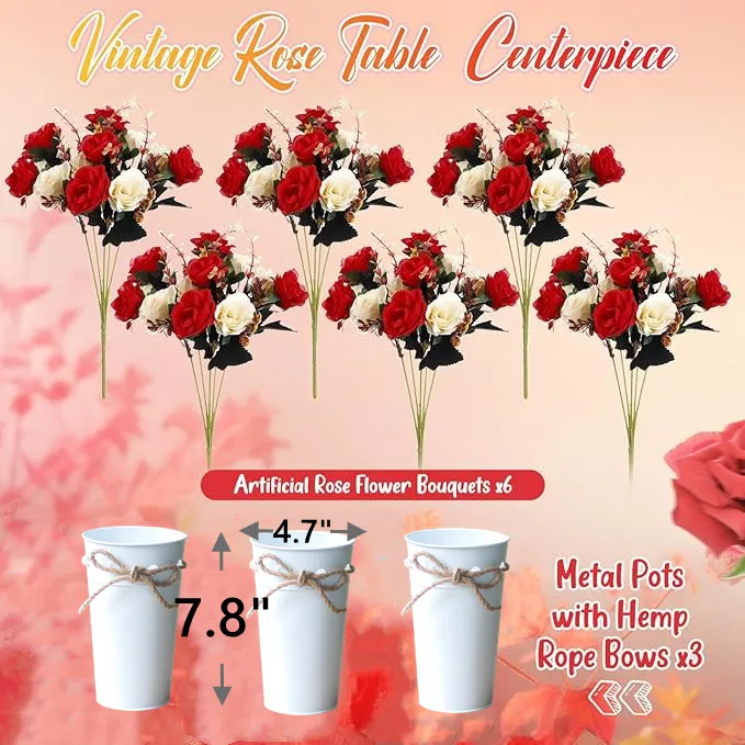 Bulk Sets of 3 Artificial Flower Arrangements in Pots for Wedding Party Wholesale