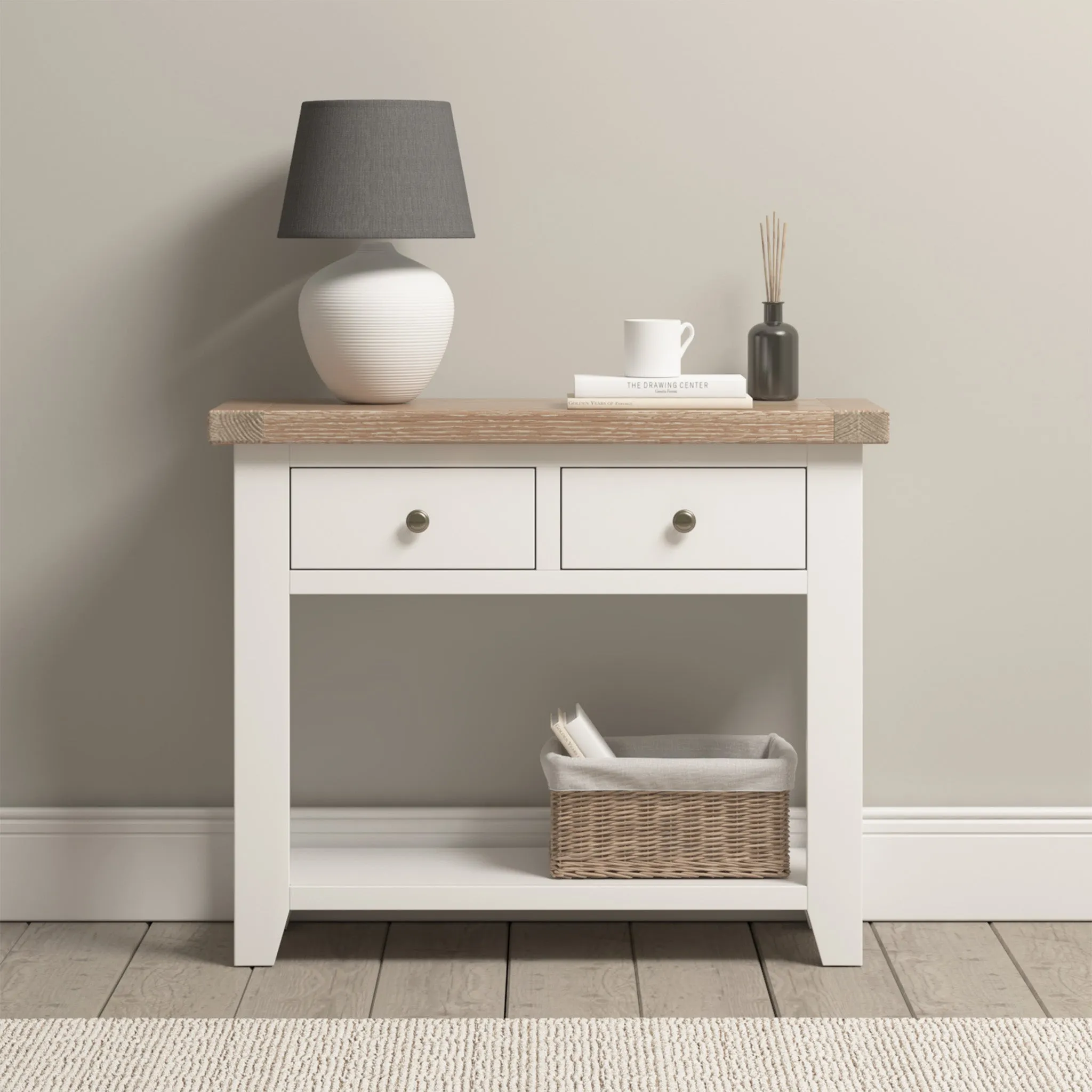 Burford 2 Drawers Console Table in Warm White