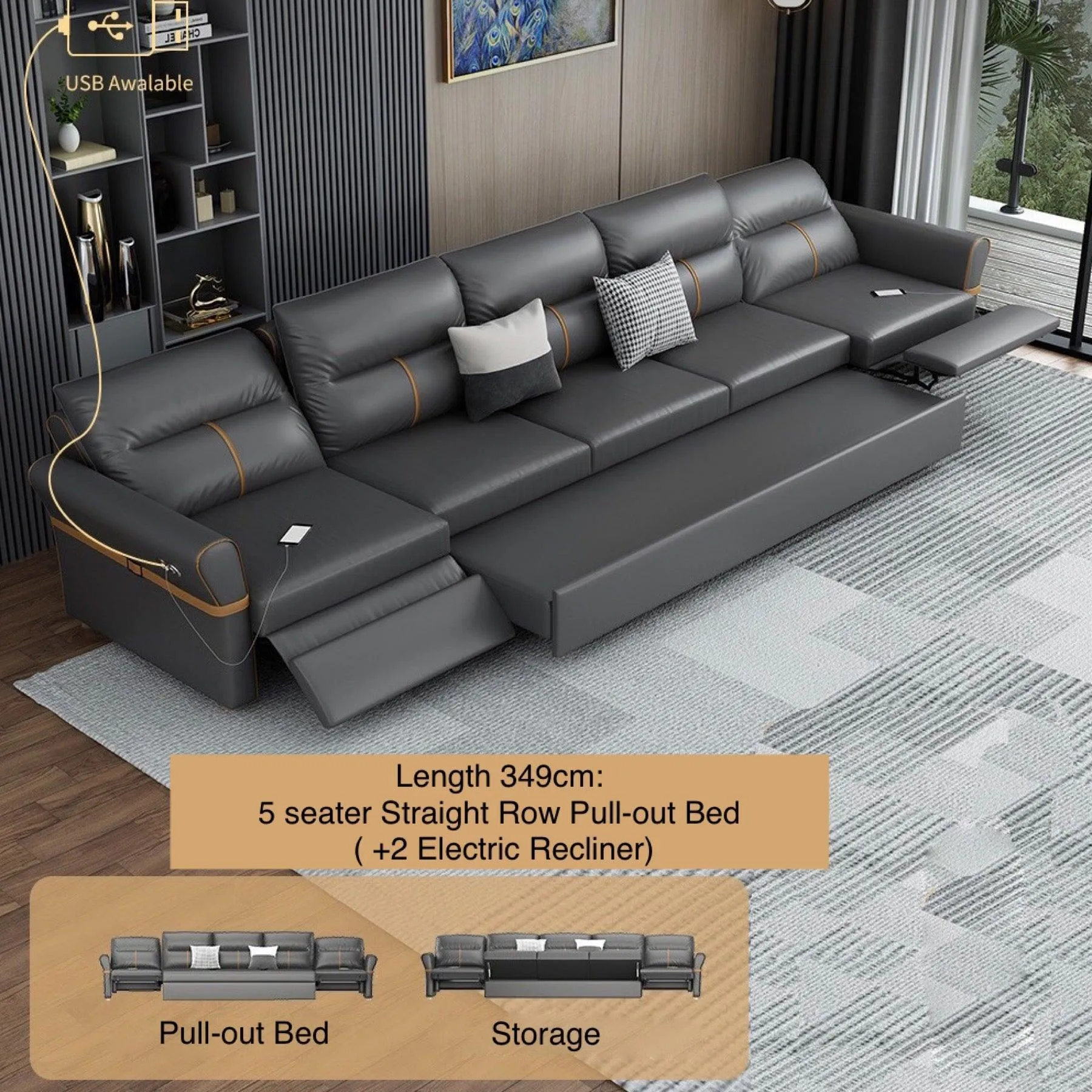 Cavern Electric Recliner Storage Sofa Bed