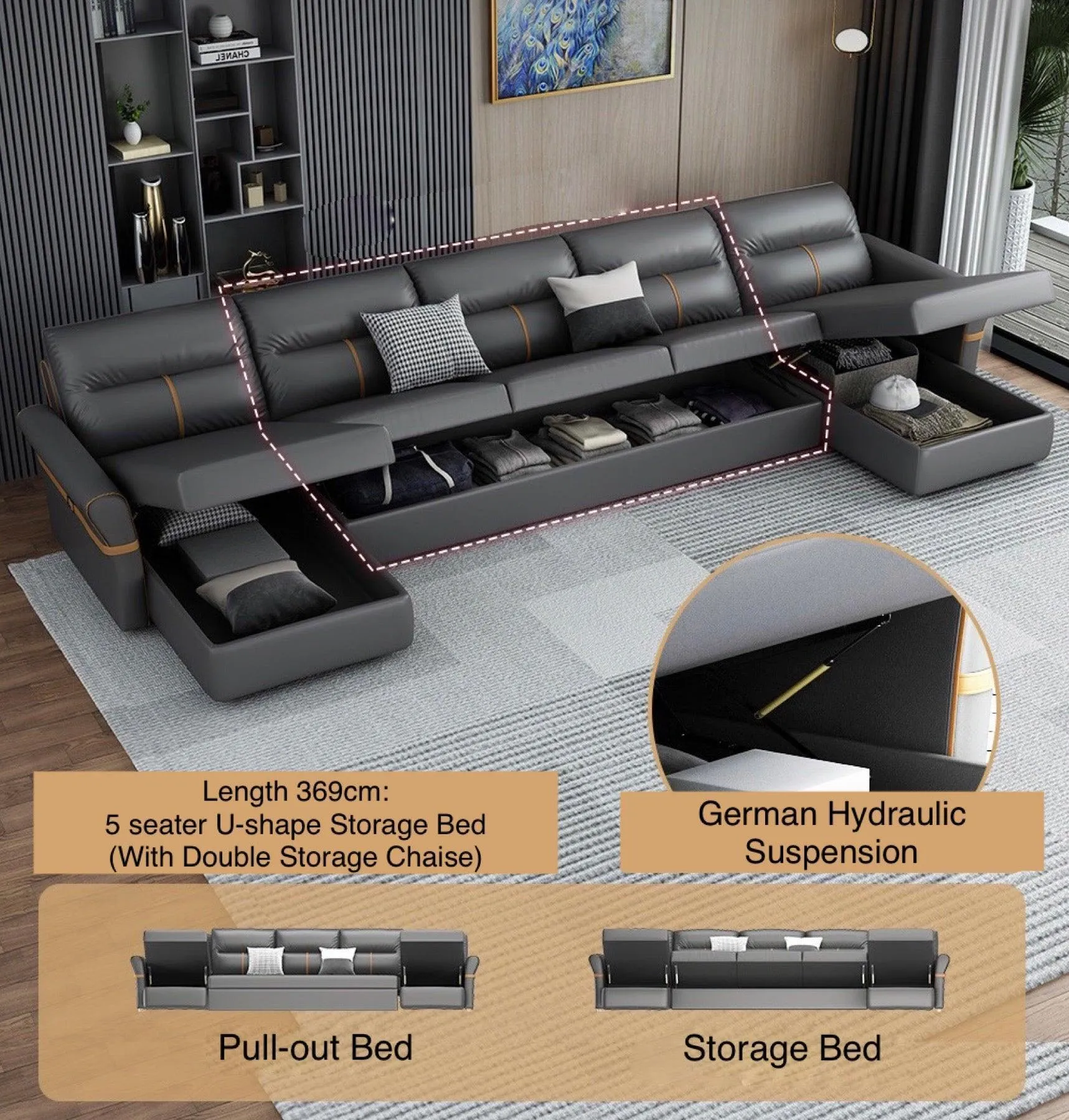 Cavern Electric Recliner Storage Sofa Bed