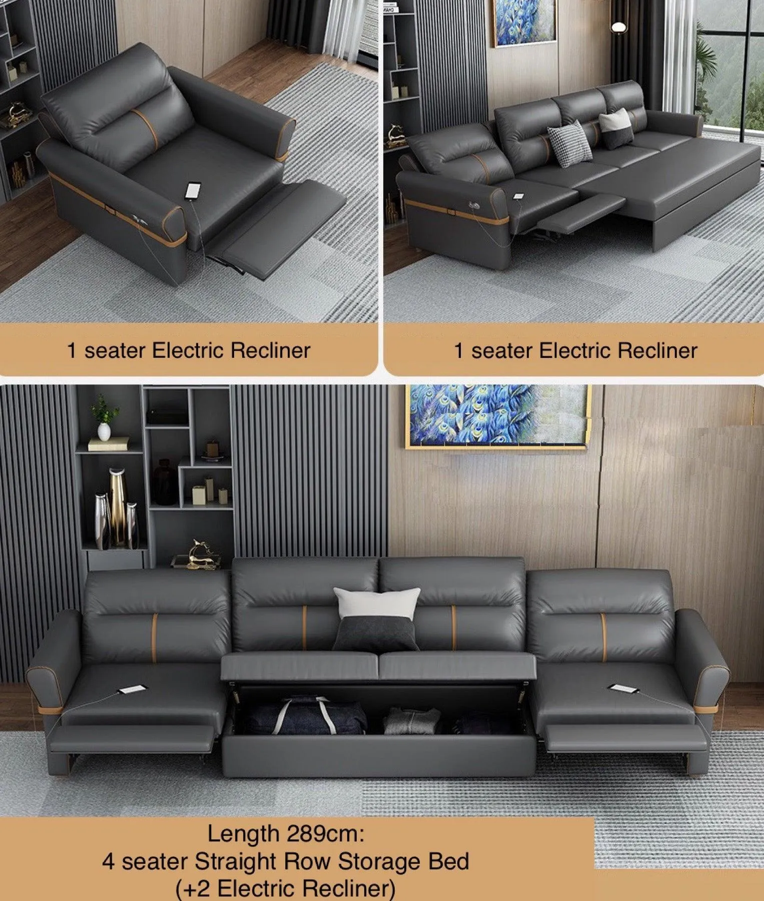 Cavern Electric Recliner Storage Sofa Bed