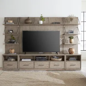 City Scape - Entertainment Center With Piers - Burnished Beige