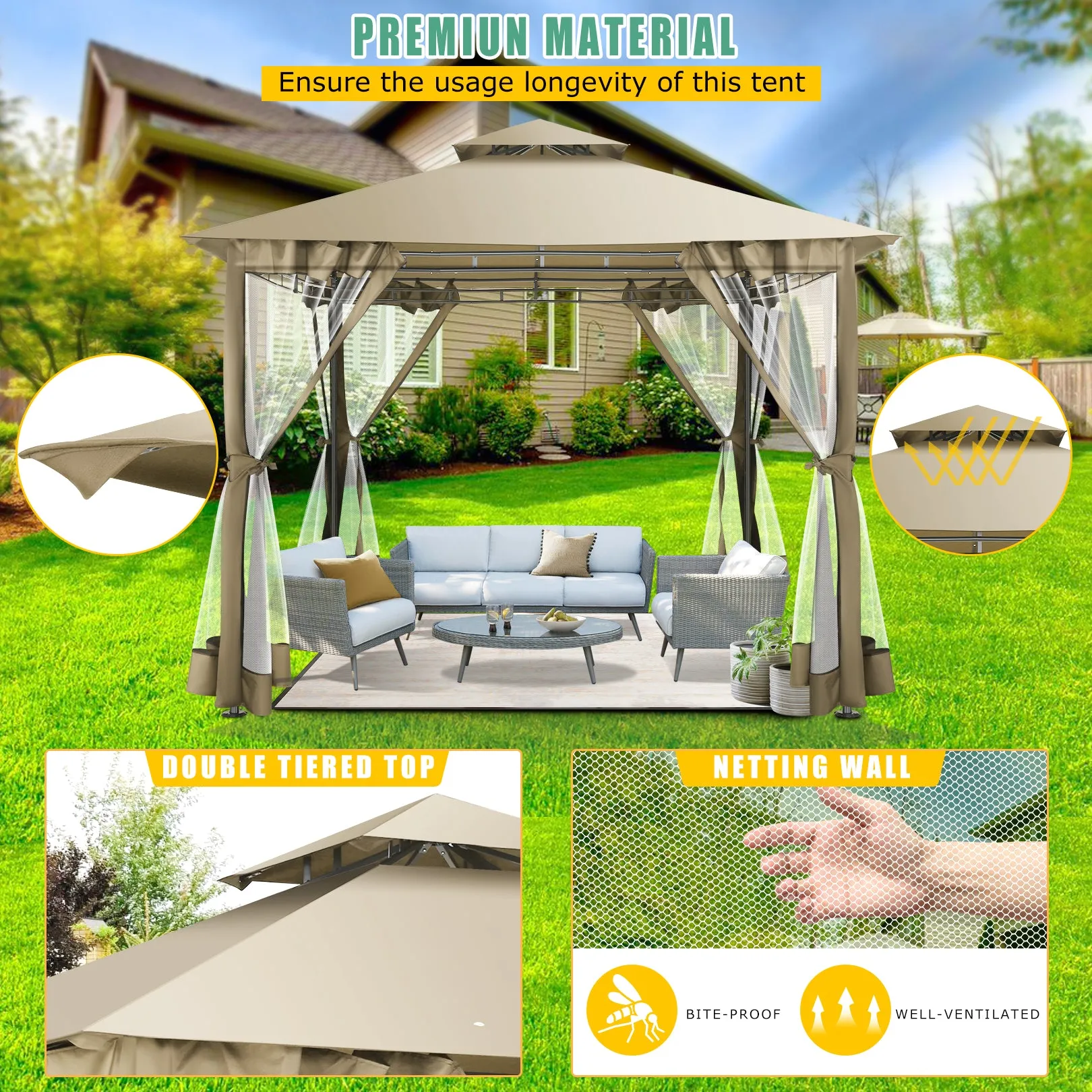 COBIZI Gazebo 10x10 Gazebos for Patios