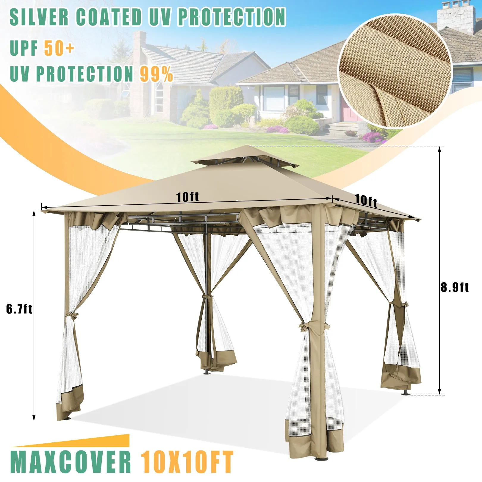 COBIZI Gazebo 10x10 Gazebos for Patios