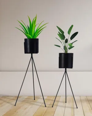 CRISS CROSS BLACK PLANTER SET OF 2