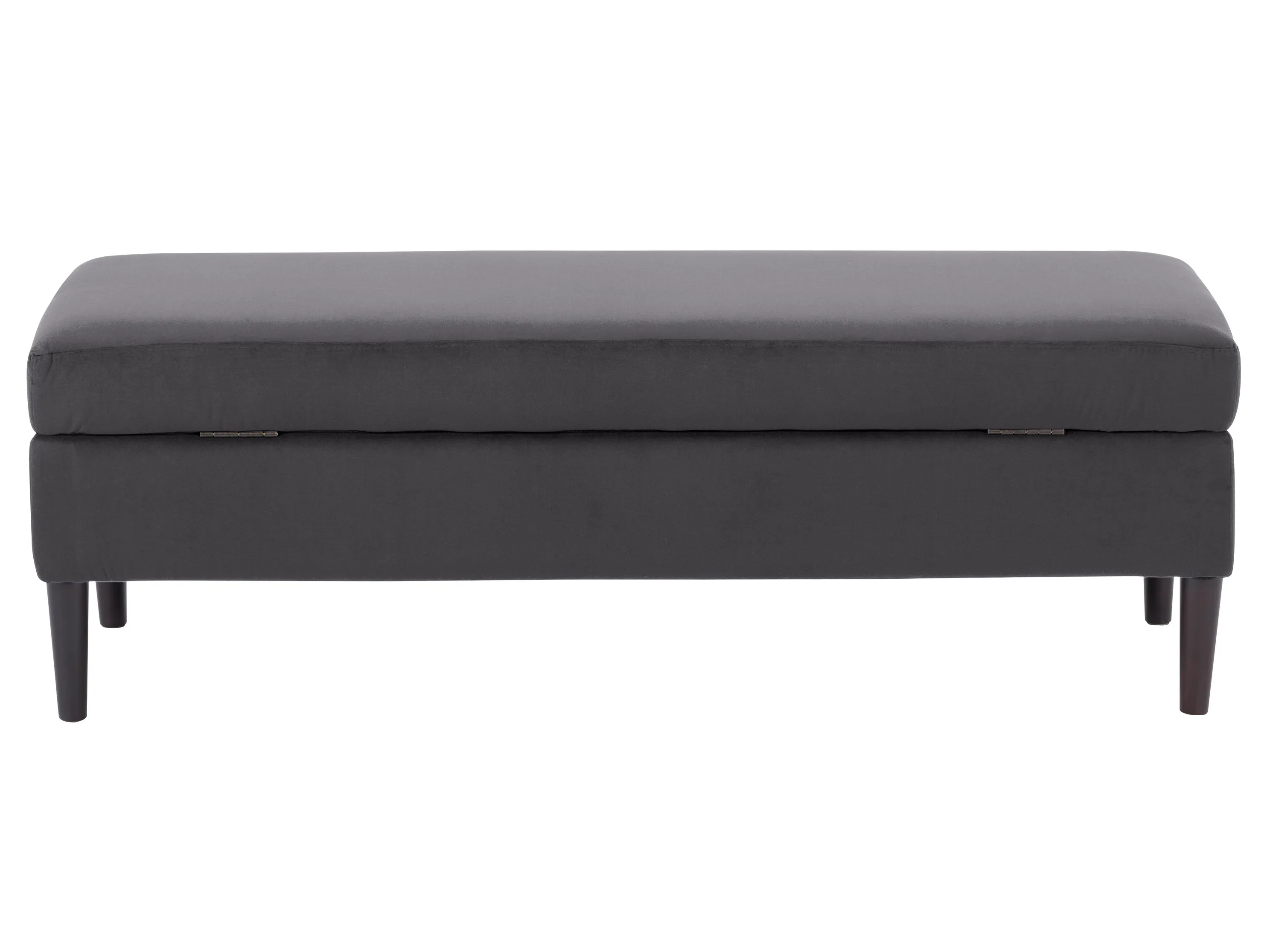 Dark Grey Velvet Storage Ottoman