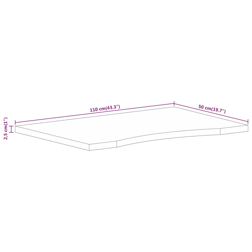 Desk Top with Curve 110x50x2.5 cm Solid Wood Rough Mango