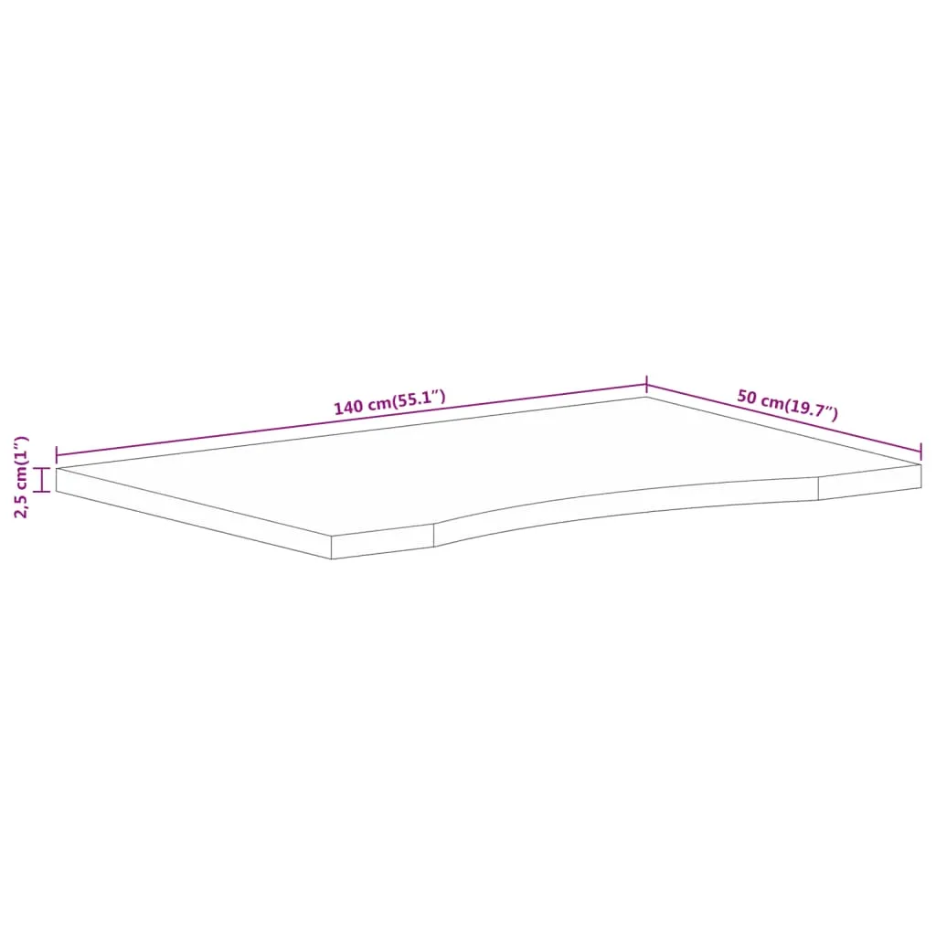 Desk Top with Curve 140x50x2.5 cm Solid Wood Rough Mango