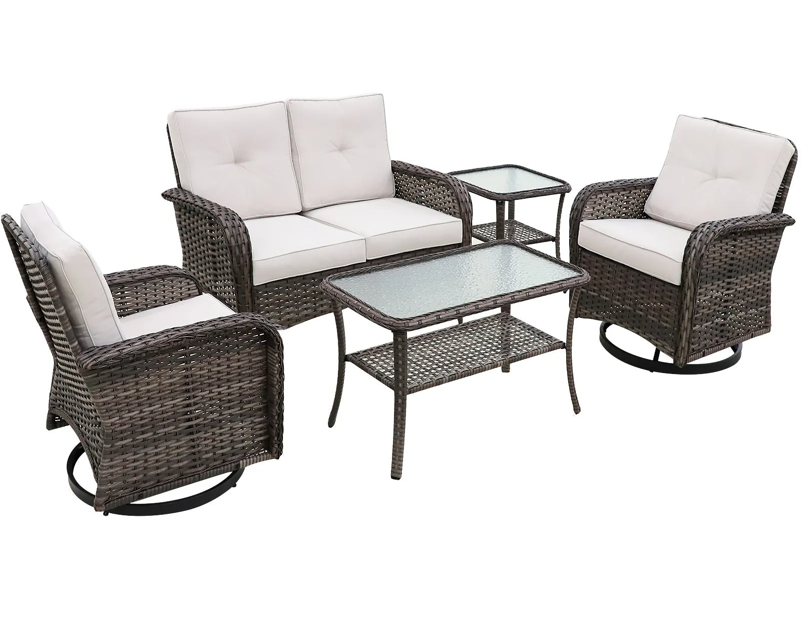 EAGLE PEAK 5pc Rattan Outdoor Patio Conversation Set