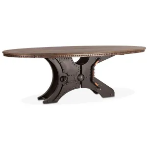 Eiffel Wood and Iron Oval Dining Table